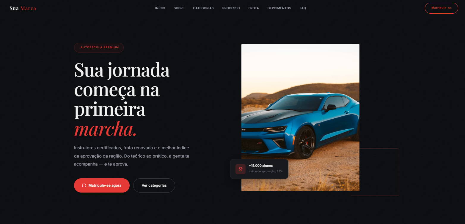 Prévia da Landing Page para Autoescola