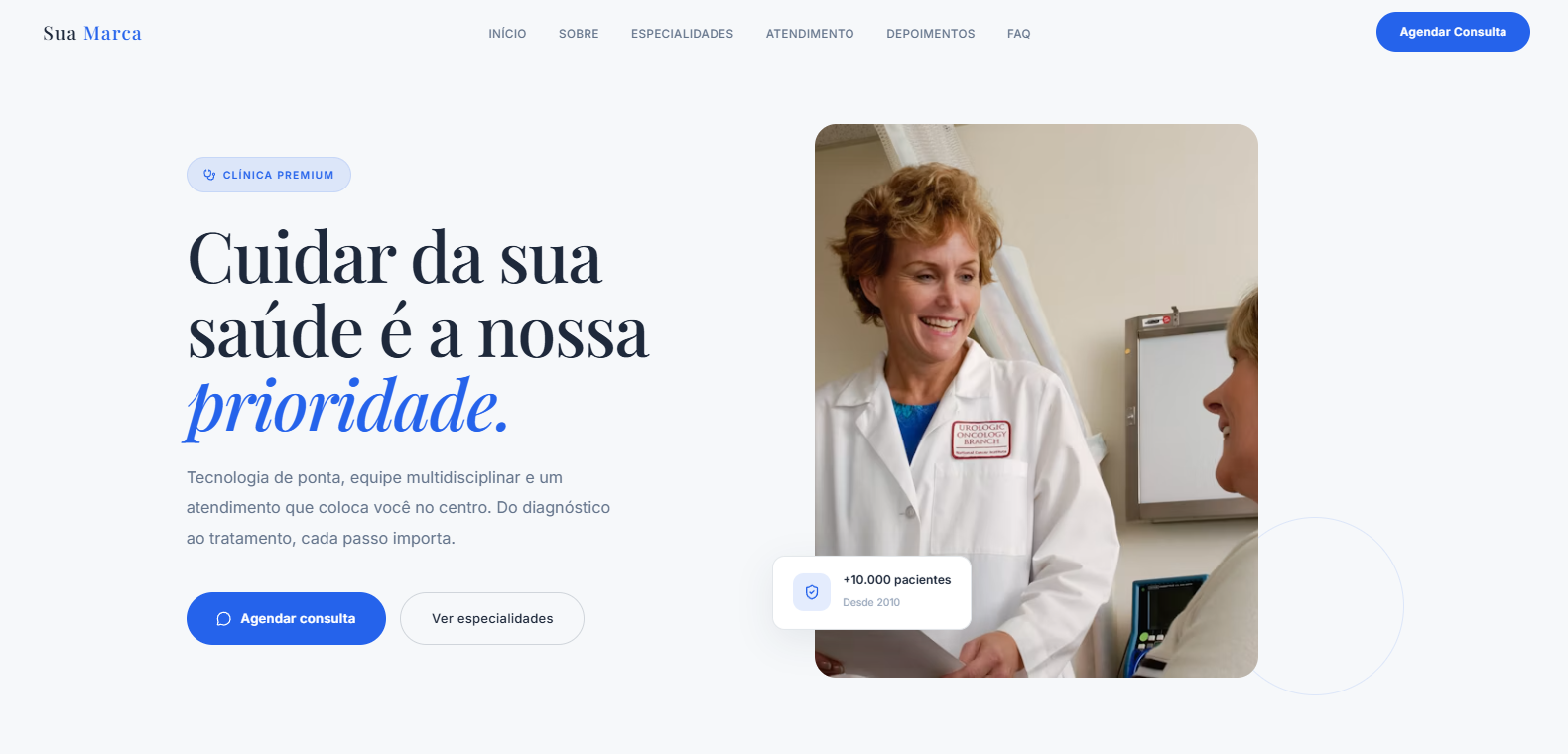 Prévia da Landing Page para Clínica