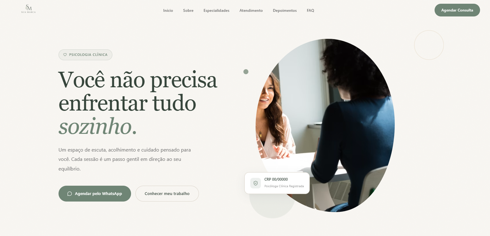 Prévia da Landing Page para Psicologia