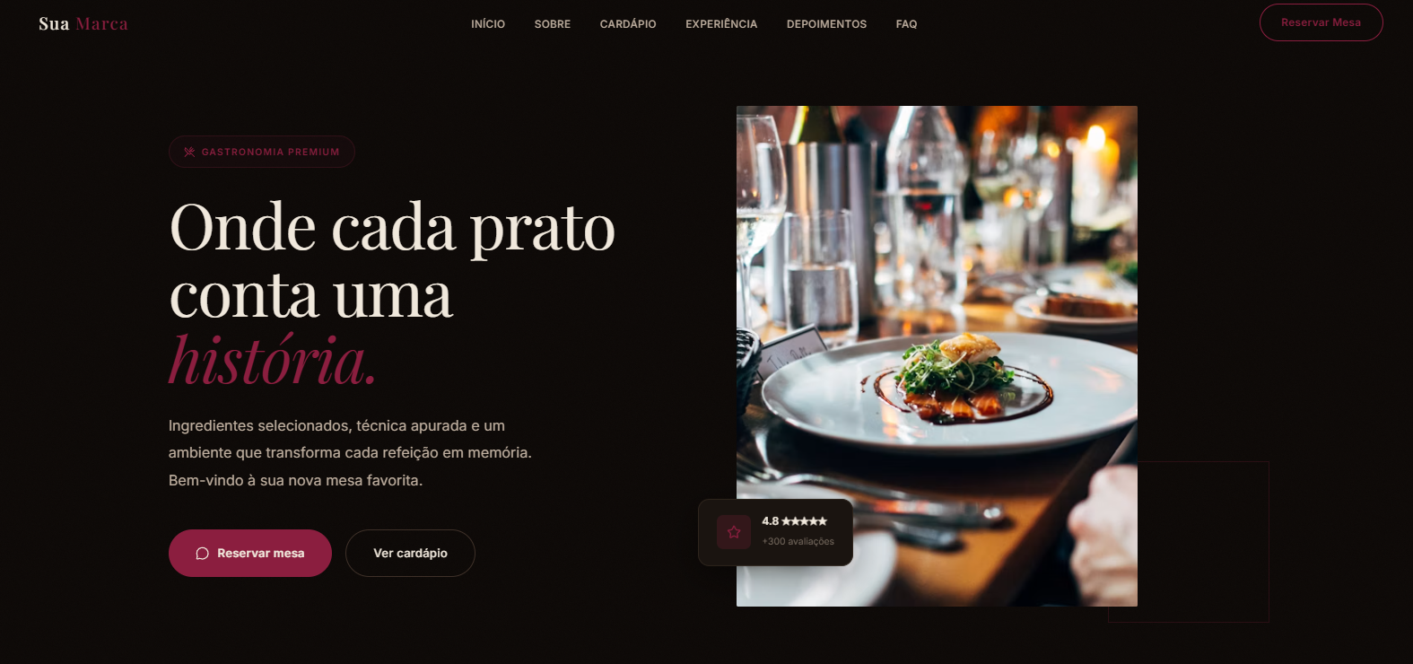 Prévia da Landing Page para Restaurante