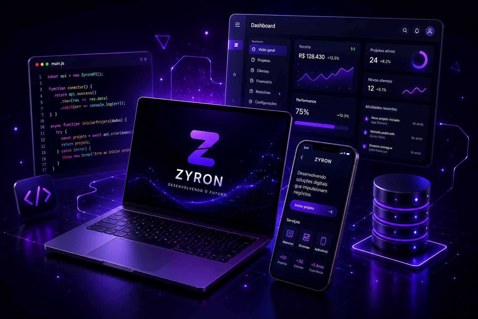 Composição tecnológica premium da ZYRON